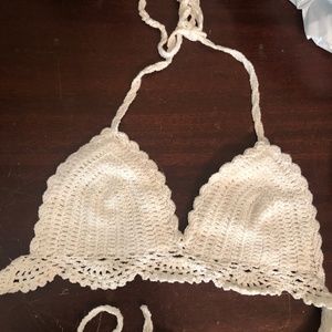 crochet white bathing suit top